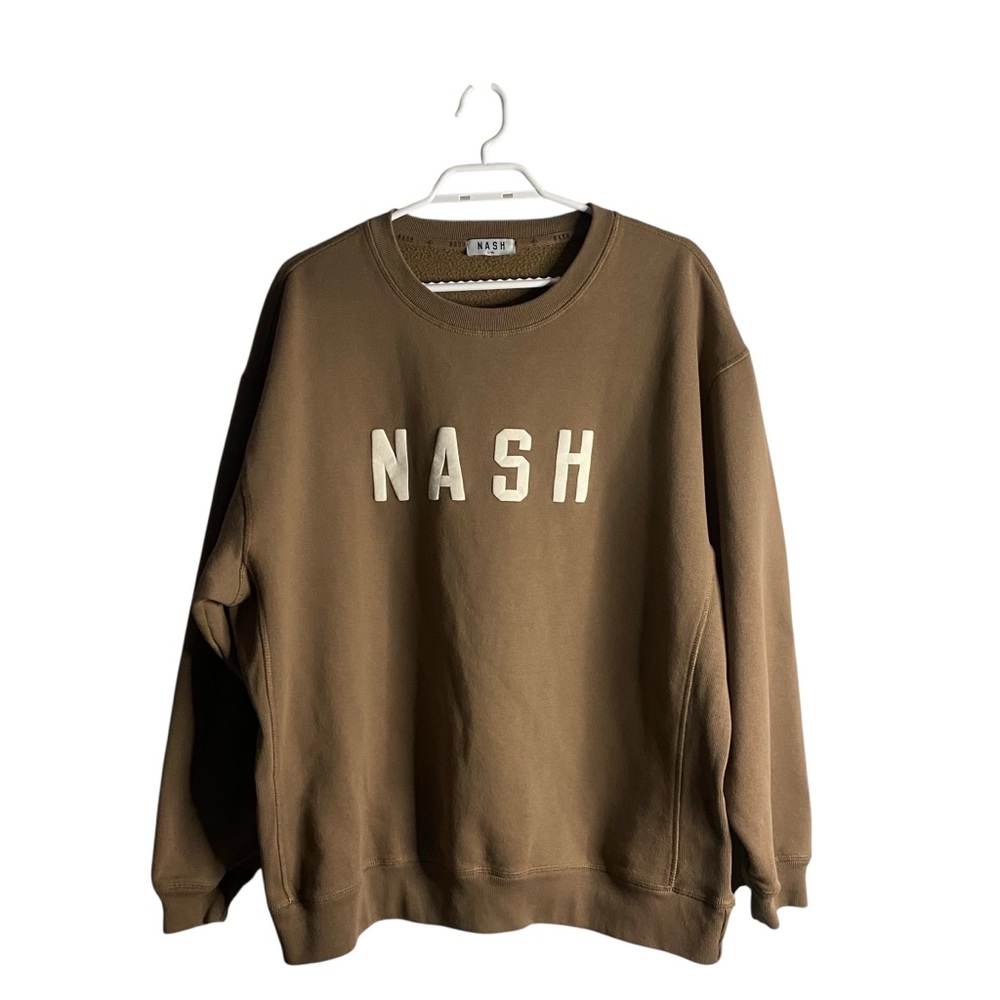 NASH Men's Brown Tonal Relaxed Fit Crewneck Sweatshirt
